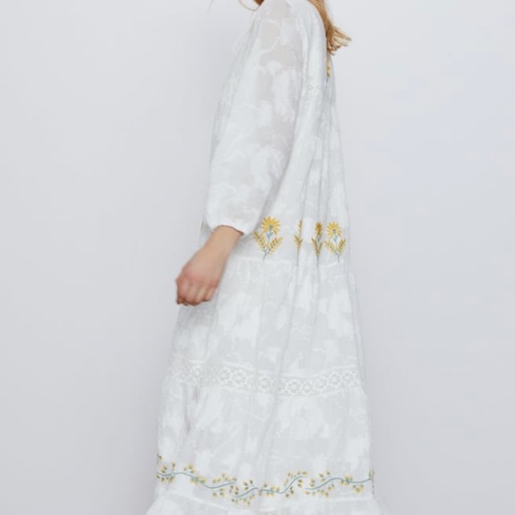 Zara tiered maxi dress w/ floral embroidery. NWT Host picked !! - Picture 8 of 10